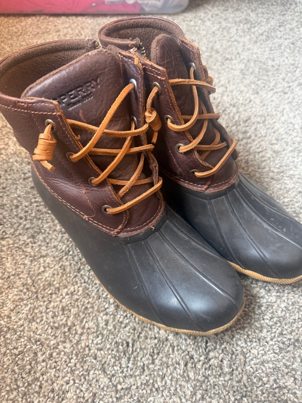 Sperry Waterproof Leather and Rubber Lace-Up Boots womens size 8